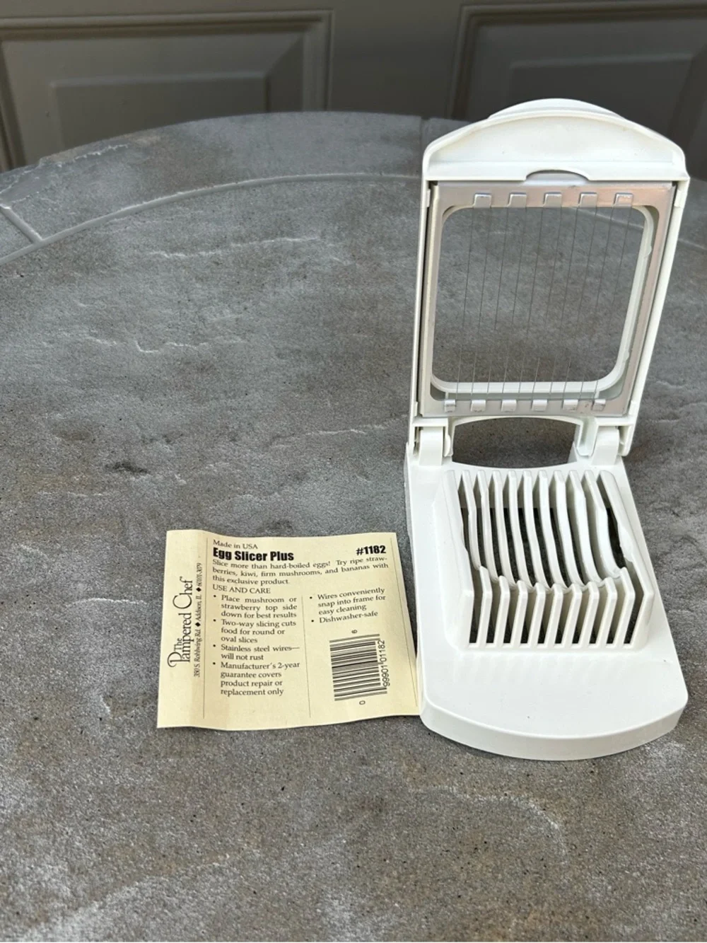 The Pampered Chef Egg Slicer Plus with Recipe White Plastic